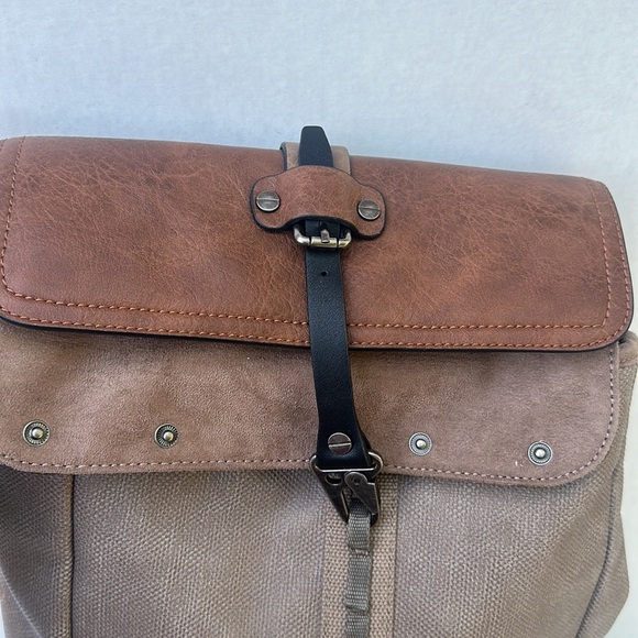 New AUTHENTIC GUESS Cargo /Military Leather Backpack - Picture 2 of 15